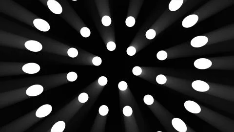 Animation of rotating circles made of spotlights on black background. Abstract Stock Illustration