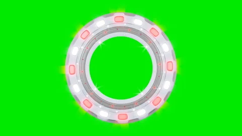 Animation of a rotating disk with sparkling light bulbs on a green background. 库存影片 88237010