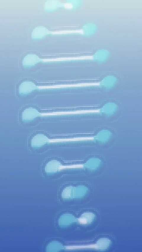 Animation of rotating dna helix against blue background Stock Footage 343828722