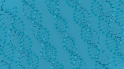 Animation of rotating DNA molecule on blue background. Conceptual design of Stock Footage 115320342