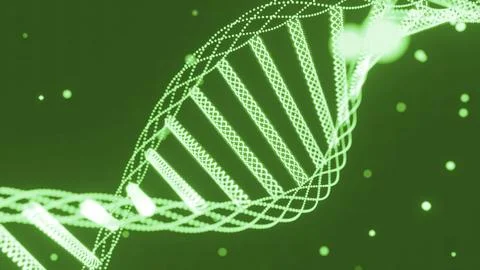 Animation of rotating DNA strands. Design. Green spinning abstract dna spiral Stock Illustration