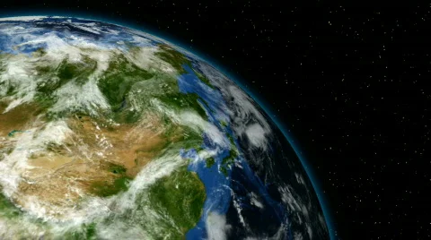 Animation of rotating earth with moving clouds, stars and comets Stock Footage 292291