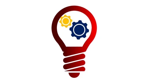 Animation of a rotating gear block in a light bulb Stock Footage 150147030