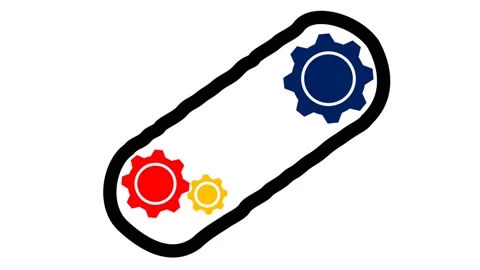 Animation of a rotating gear block with a vibrating chain Stock Footage 150191614