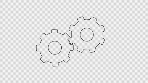 Animation with rotating gears with alpha channel. Mechanical technology. Stock Footage 151861544