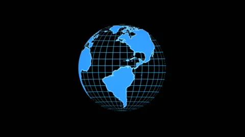 Animation rotating globe with grid on black color background Video stock 131647050