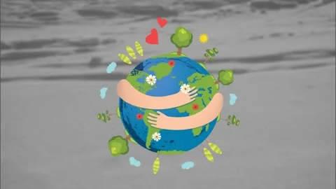 Animation of rotating globe with upload hands colorful puzzle pieces and Stock Footage 326185459