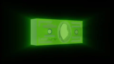 Animation of a rotating hologram with a stack of dollars. The concept of a bonus Stock Footage 268045168