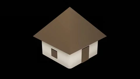 Animation of a rotating house icon on black background for insertion Stock Footage 309928960