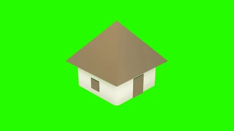 Animation of a rotating house icon on a green chromakey background for insertion Stock Footage 312974747