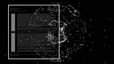 Animation of rotating human brain over binary code Video stock 329368012