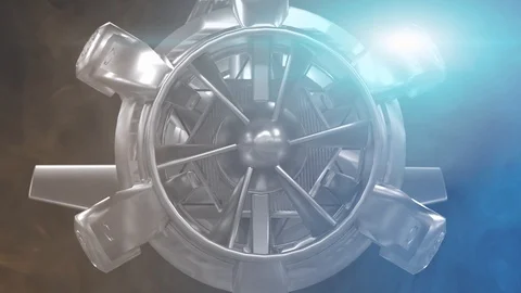 Animation of rotating jet engine with turbine Stock Footage 102804345