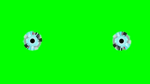 Animation of a rotating mechanical pupil of a robot, for insertion on a green Stock Footage 268719854