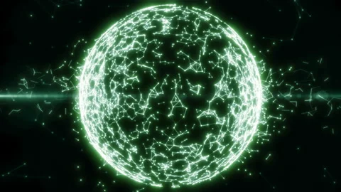Animation of rotating with plexus particles around. Technology, business and Stock Footage 136489152