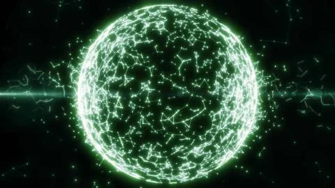 Animation of rotating with plexus particles around. Technology, business and 스톡 일러스트