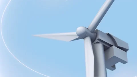 Animation Of Rotating Propeller On Wind Turbine For Renewable Energy Creation Stock Footage