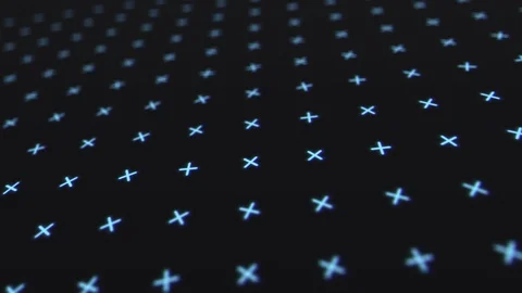 Animation of rotating randomly crosses. Black background with green pluses for Stock Footage 128479209