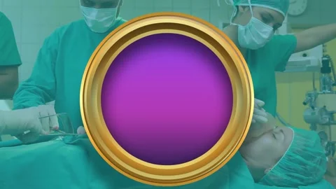 Animation of rotating rings and data processing over happy colleagues stacking Stock Footage 326098978