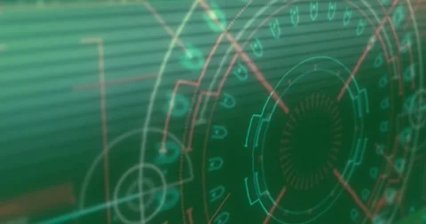 Animation of rotating safe lock on black screen with interference and flashes Stock Footage 325030969