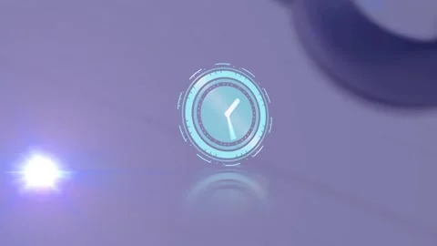 Animation of rotating safe lock with clock over light trail on blurred Stock Footage 162893039