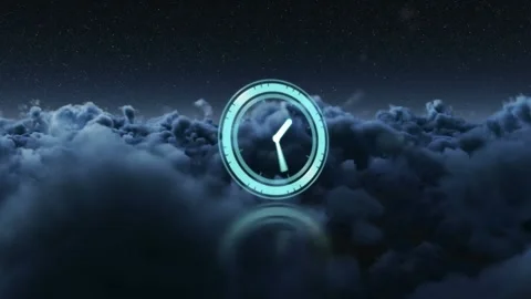 Animation of rotating safe lock with clock hand over clouds Stock Footage 208583728