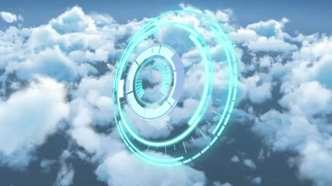Animation of rotating safe lock with clock hand over clouds Stock Footage 208583738