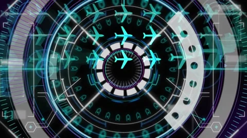 Animation of rotating safe lock with data processing on colourful graph on black Stock Footage 329919846