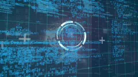 Animation of rotating safe over data processing on black background Video stock 327279345