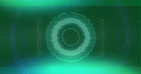 Animation of rotating scope and data processing on black screen with Stock Footage 325565791