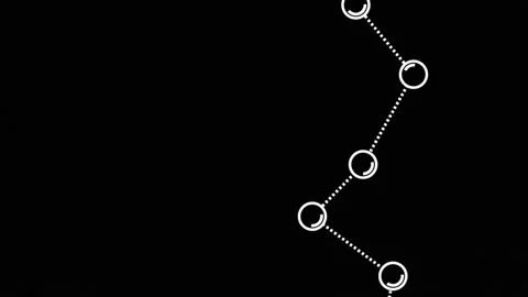 Animation of rotating shapes and network over dark computer servers Stock Footage 313395920