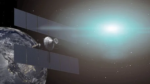 Animation of rotating space satellite Stock Footage 102804676