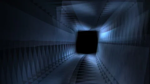 Animation with rotating square tunnel. Design. Neon blue linear 스톡 동영상 269099809