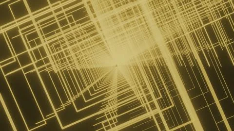 Animation with rotating square tunnel. Design. Neon linear squares in rotating 스톡 일러스트