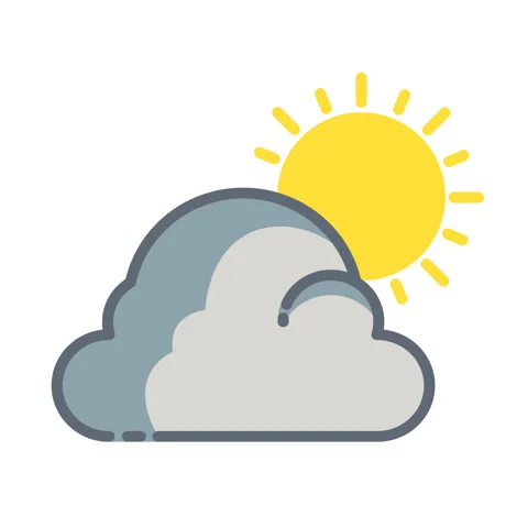 Animation of rotating sun and clouds. Icon Animation. With transparent back.. Stock Footage 318207635