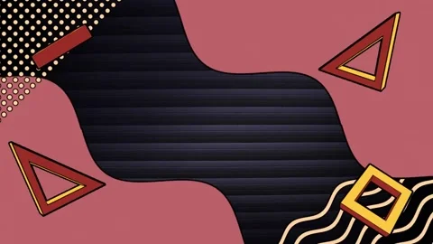 Animation of rotating triangles with pink border and graphic elements over black Video stock 157344777