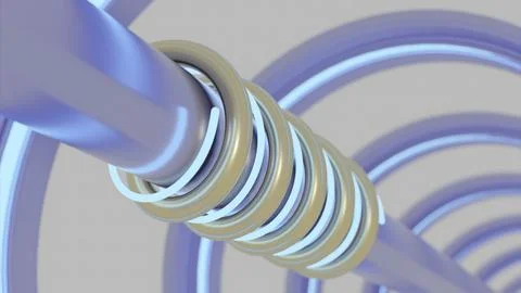 Animation of rotating tubes with piston. Design. Mechanical structure with 스톡 일러스트