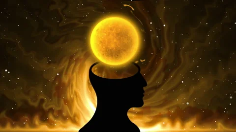 Animation of the rotation of the moon above the human head Stock Footage 162955352