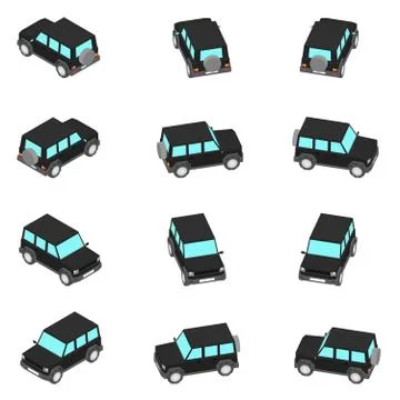 Animation of the rotation of the of an SUV in view isometric. Stock Illustration