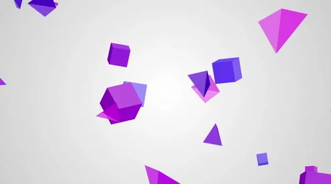 Animation of rotation violet cubes and triangles on a white background Stock Footage 64730143