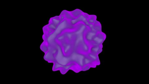Animation of a round abstract body with wavy noise, purple colors. Stock Footage 249620355