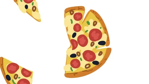 Animation of round pizza dividing from center Stock Footage 336651833