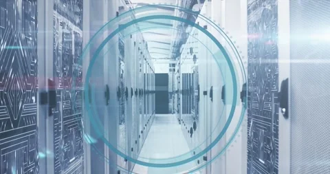 Animation of round scanner with copy space and microprocessor connections Video stock 244986470