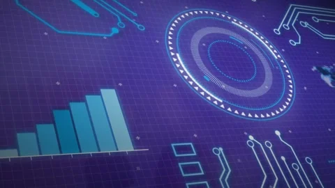 Animation of round scanner, data processing and microprocessor connections on Vídeo Stock 244735538