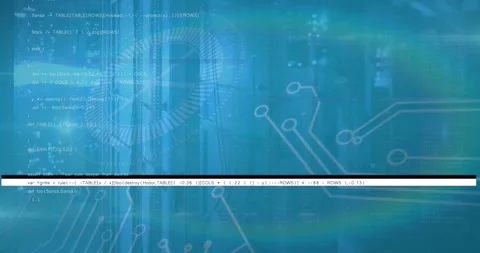 Animation of round scanner, data processing and microprocessor connections Vídeo Stock 329031511