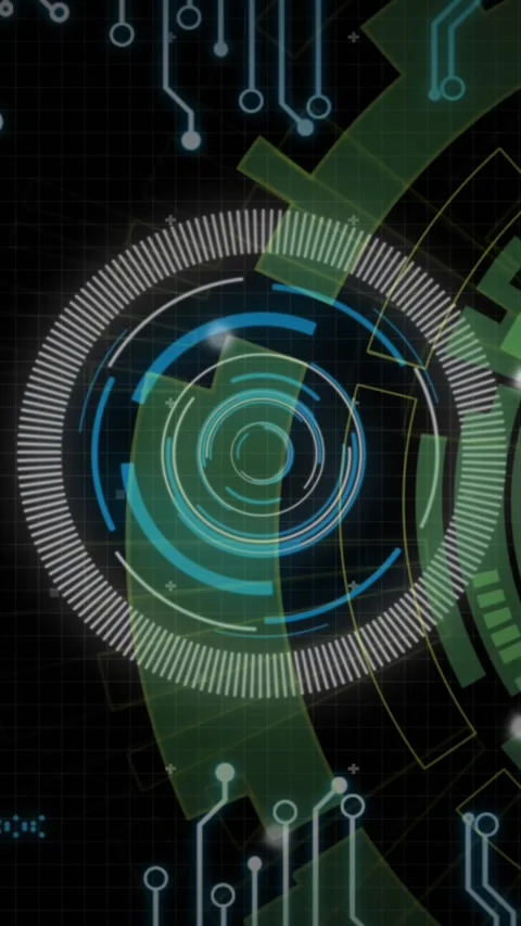 Animation of round scanner, microprocessor connections and data processing on 库存影片 319975016
