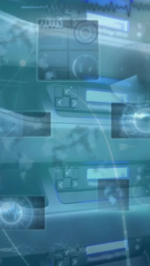 Animation of round scanners and data processing against close up of a computer Stock Footage 343504194