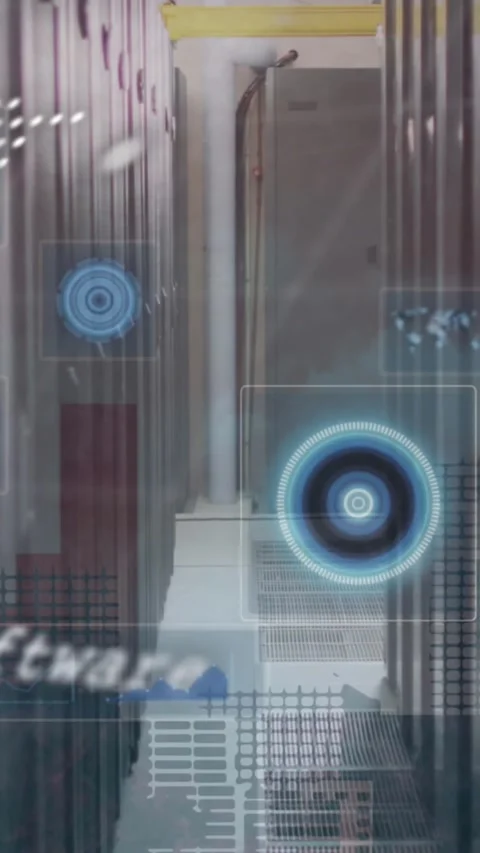 Animation of round scanners, data processing and world map against computer Stock Footage 344775036