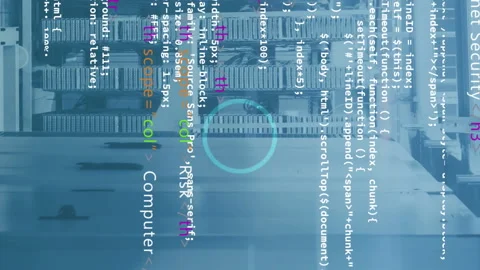 Animation of round shape in seamless pattern and data processing against Stock Footage 312944922