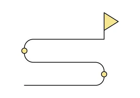 Animation of a route and destination points. Vector illustration. Illustrazione stock