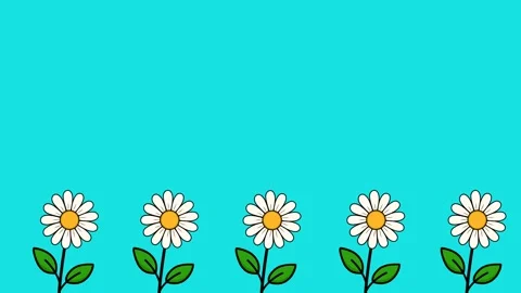 Animation of a row of daisies blowing in the wind Stock Footage 330090632